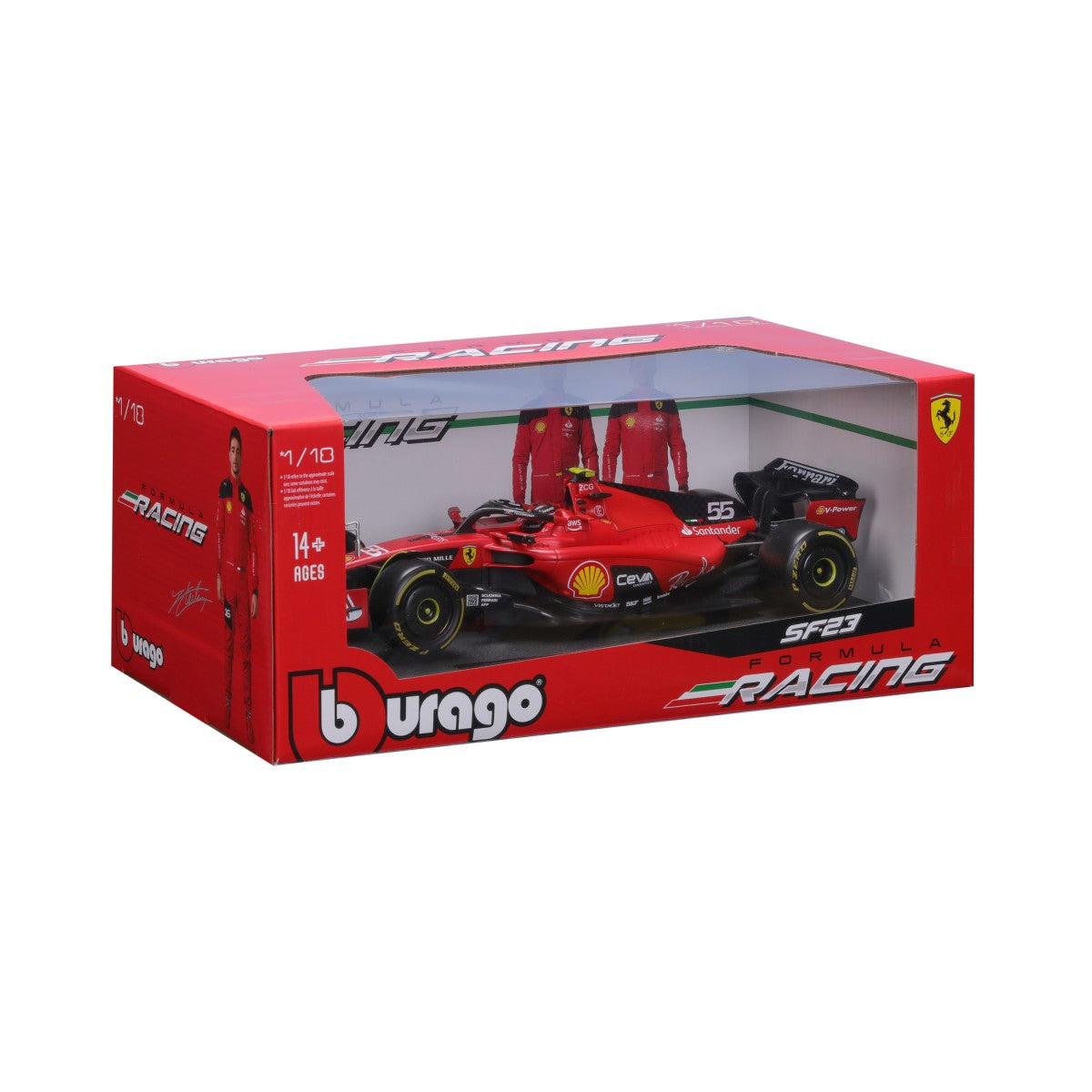 Bburago 1:18 F1 Car Model 2023 Ferrari SF-23 #55 Carlos Sainz