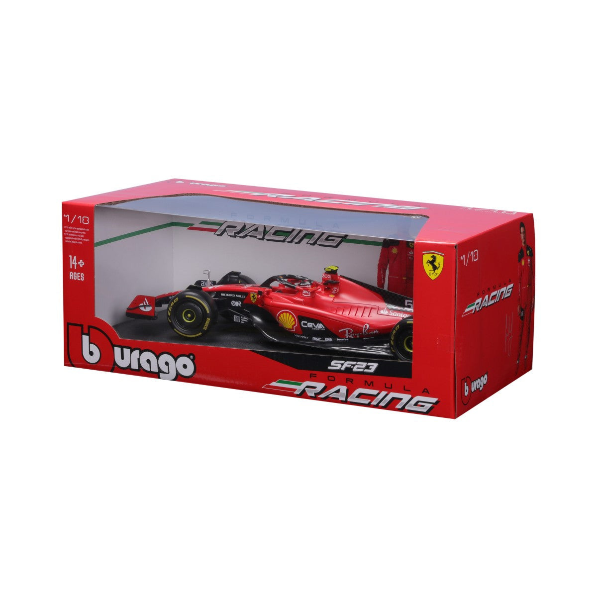 Bburago 1:18 F1 Car Model 2023 Ferrari SF-23 #55 Carlos Sainz