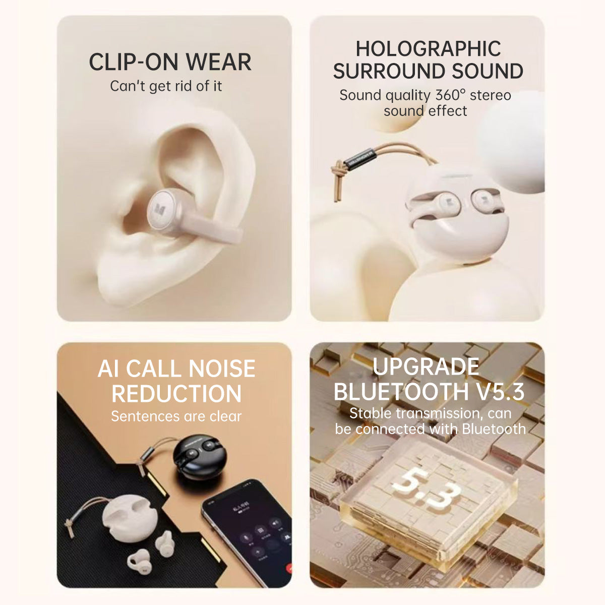 MONSTER XKT21 Ear Clip Air Conduction Wireless Earphones - Hugmie