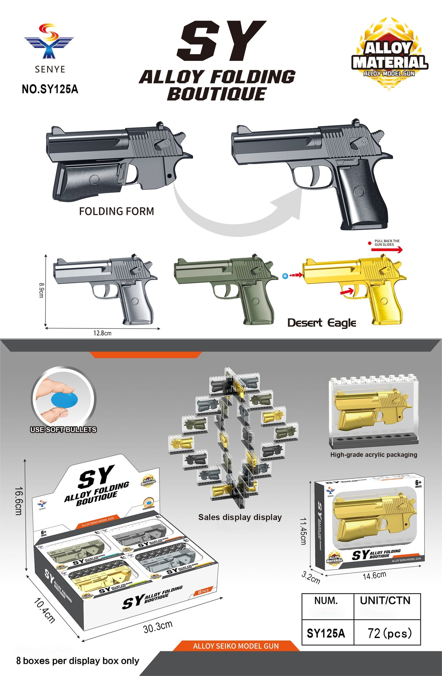 Half Die-Alloy Soft Bullet Gun Model Kit With Rubber Bullet