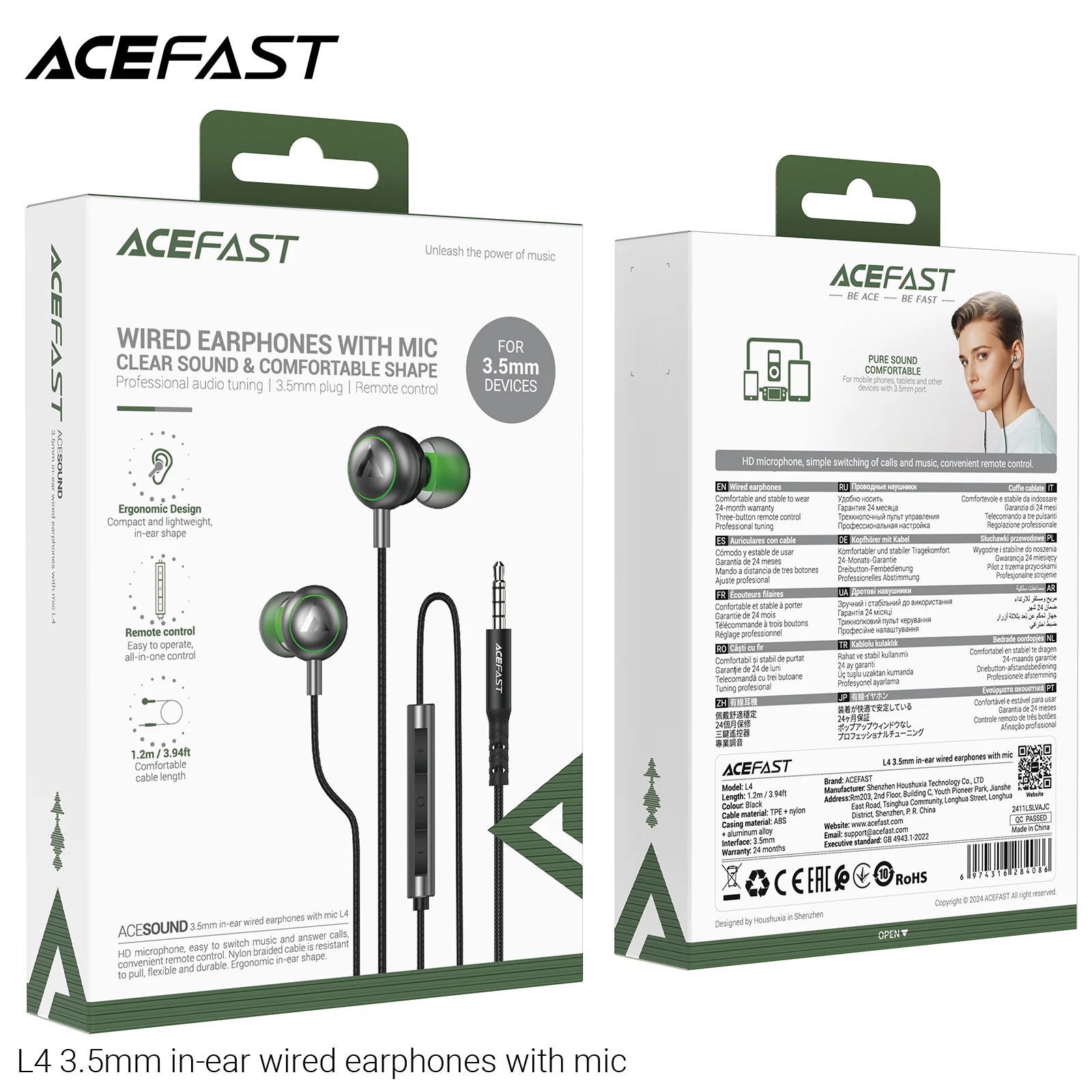 ACEFAST In-ear Wired Earphones with Mic