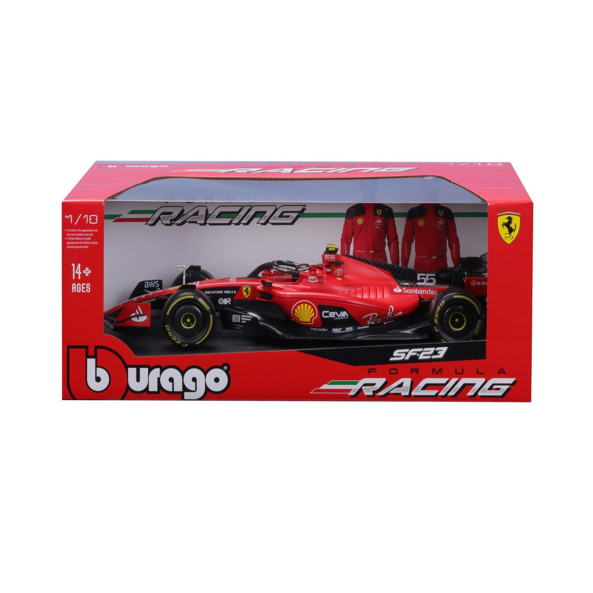 Bburago 1:18 F1 Car Model 2023 Ferrari SF-23 #55 Carlos Sainz