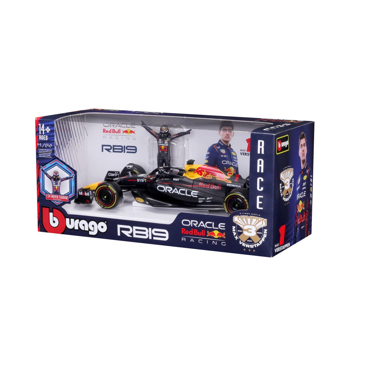 Bburago 1:24 F1 Car Model Red Bull Racing RB19 #1 Max Verstappen w/Figurine