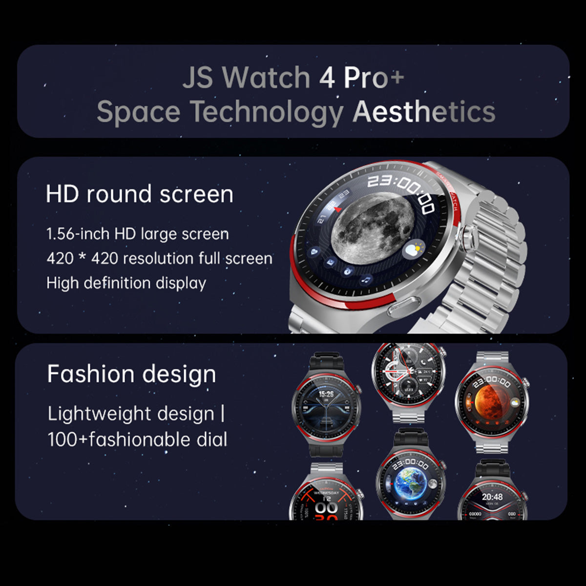 JS Watch 4 Pro+ Double Band 1.56" HD NFC BT Call