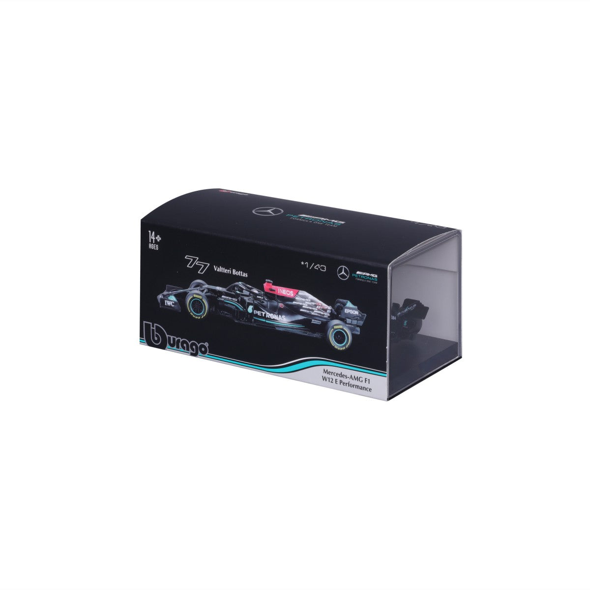 Bburago 1:43 F1 Mercedes-AMG W12 E Performance #77 Valtteri Bottas w/Helmet