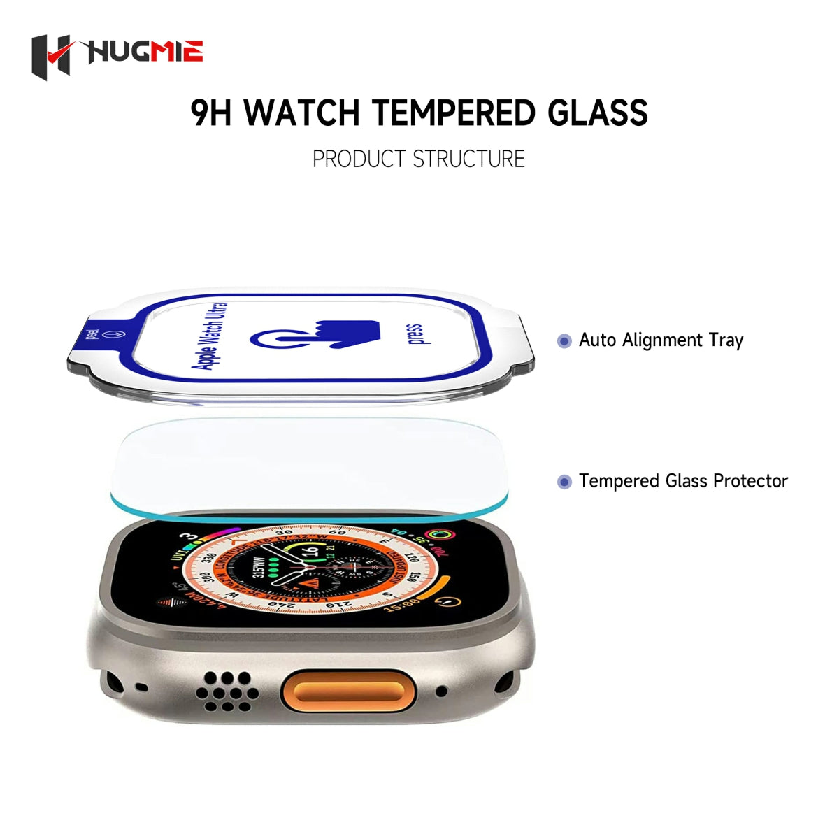 Hugmie® HD Screen Protector With Automatic Stick Film Tool For iWatch Ultra 49mm