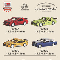 JSJ DIY Wooden building block toy car
