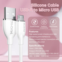Hugmie Silicone USB-A to Micro Fast Charging Cable 1.2M-White