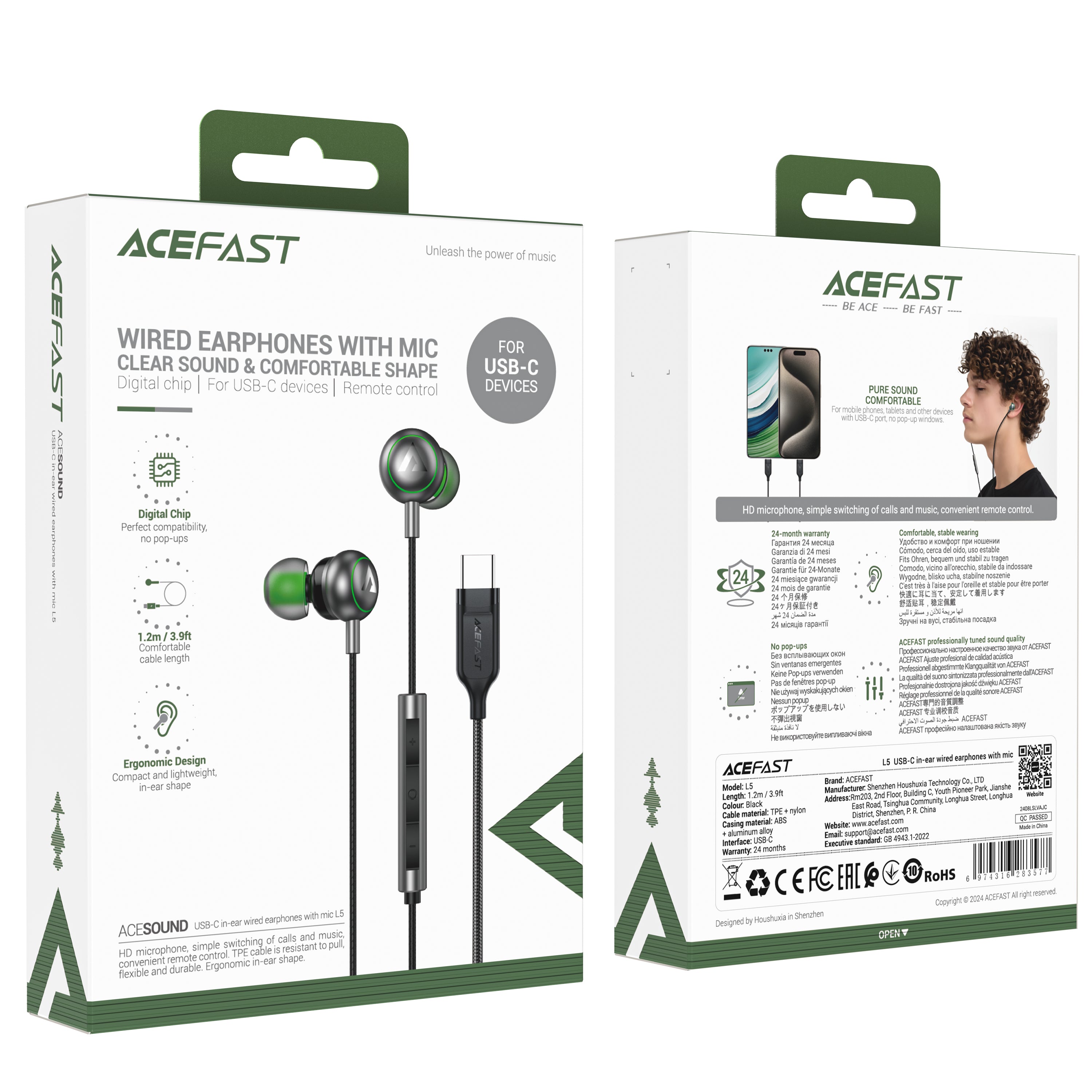 ACEFAST In-ear Wired Earphones with Mic