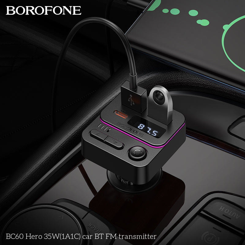 BOROFONE BC60 Hero 35W(1A1C) Car BT FM Transmitter