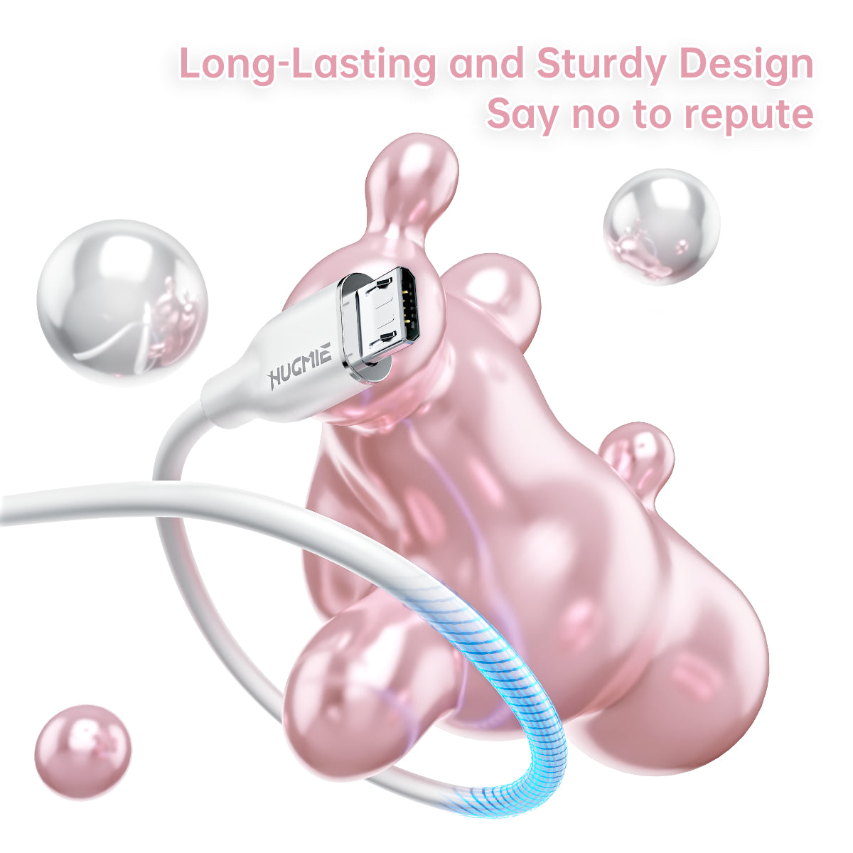 Hugmie Silicone USB-A to Micro Fast Charging Cable 1.2M-White