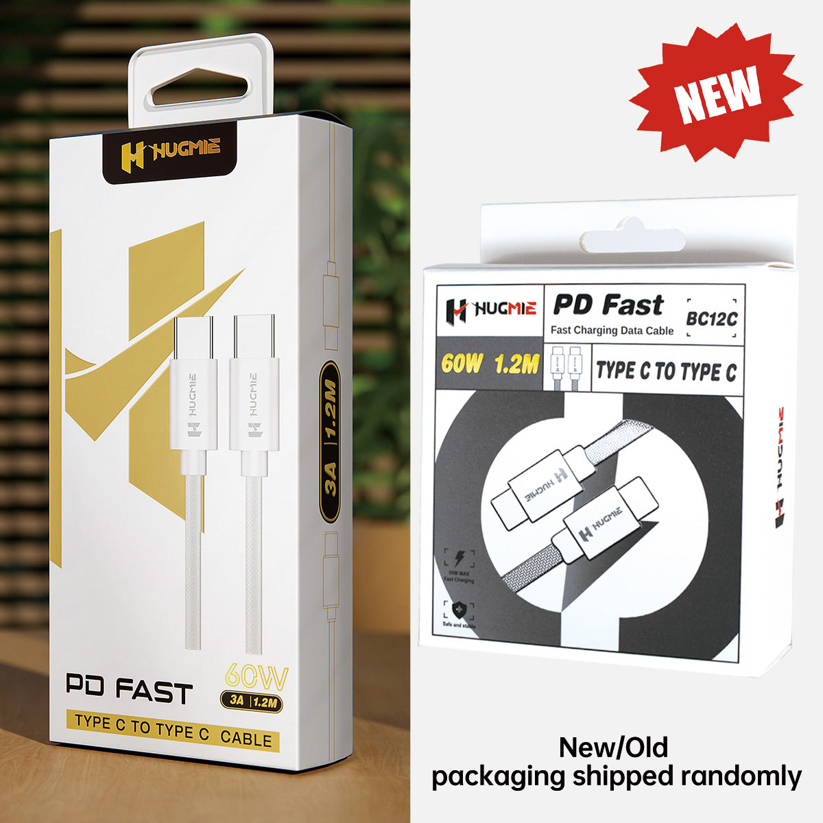 Hugmie Nylon Braided Type C to Type C 60W Charger Cable Light Grey