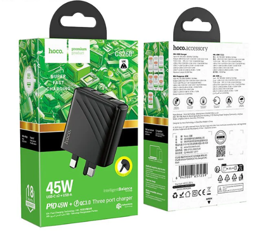 ★CS26B 45W PD Three Port Charger