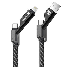 Hugmie HGC01 60W 4in1 Weave Fast Charging Cable with USB-A, USB-C, and Lightning connectors in a durable braided design.