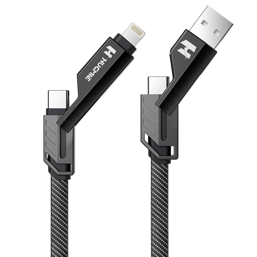 Hugmie HGC01 60W 4in1 Weave Fast Charging Cable with USB-A, USB-C, and Lightning connectors in a durable braided design.