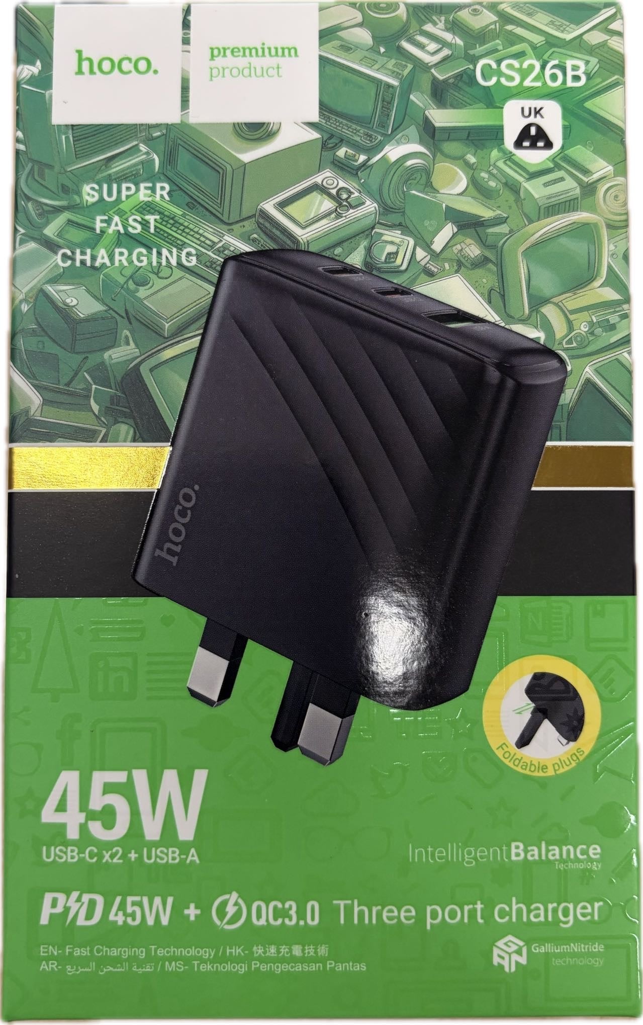 ★CS26B 45W PD Three Port Charger