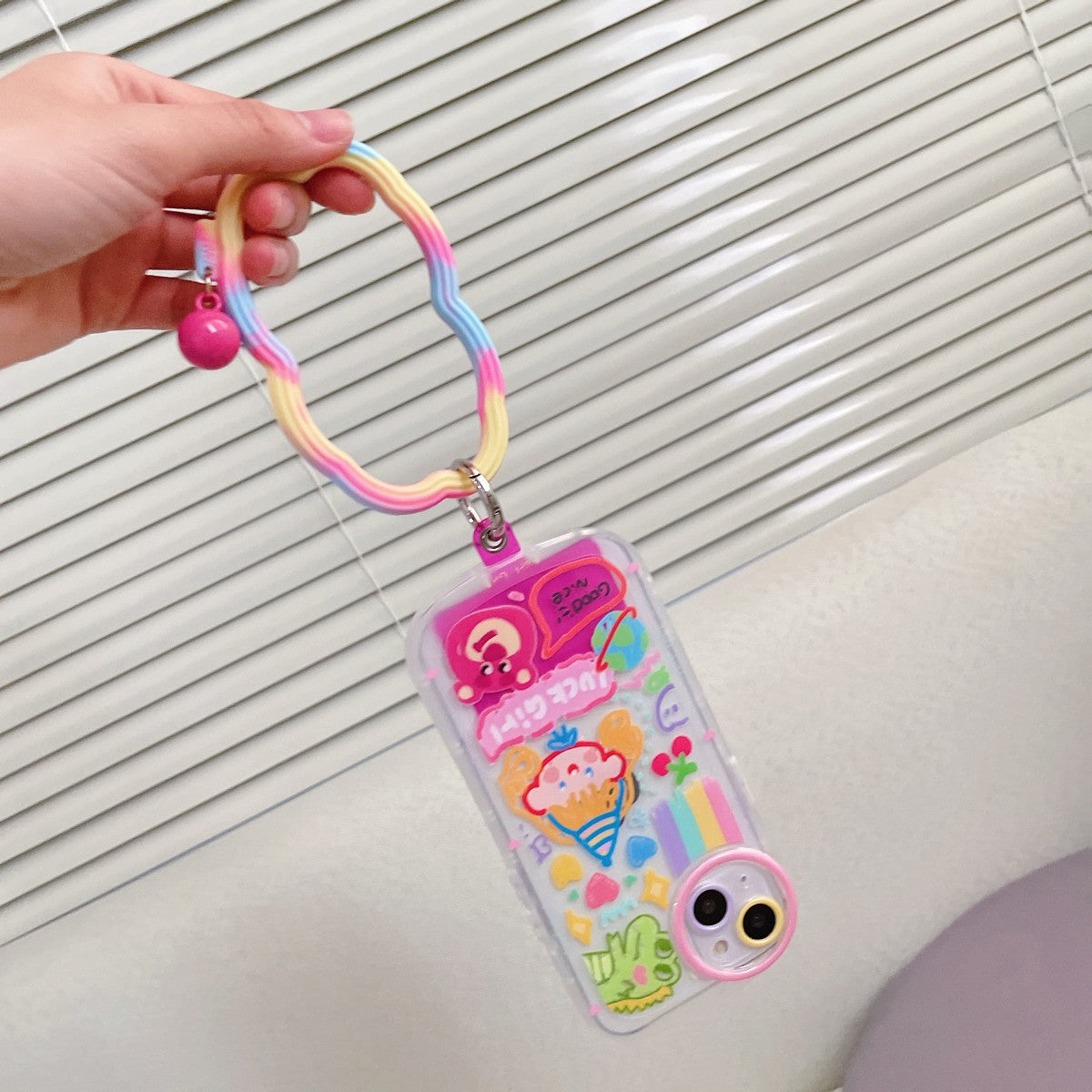 Colorful Wavy Hoop Universal Silicone Phone Wrist Lanyard - Hugmie