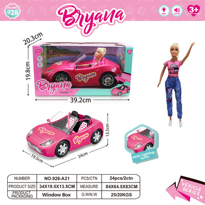 Barbie Convertible Car and Doll Playset with Lights & Music