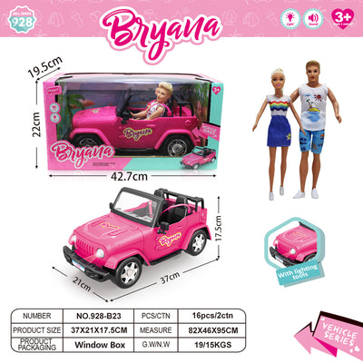 Barbie Convertible Car and Doll Playset with Lights & Music