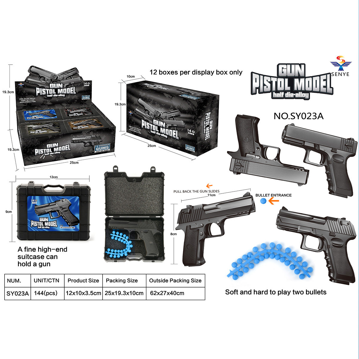 Half Die-Alloy Soft Bullet Gun Model Kit With Rubber Bullet