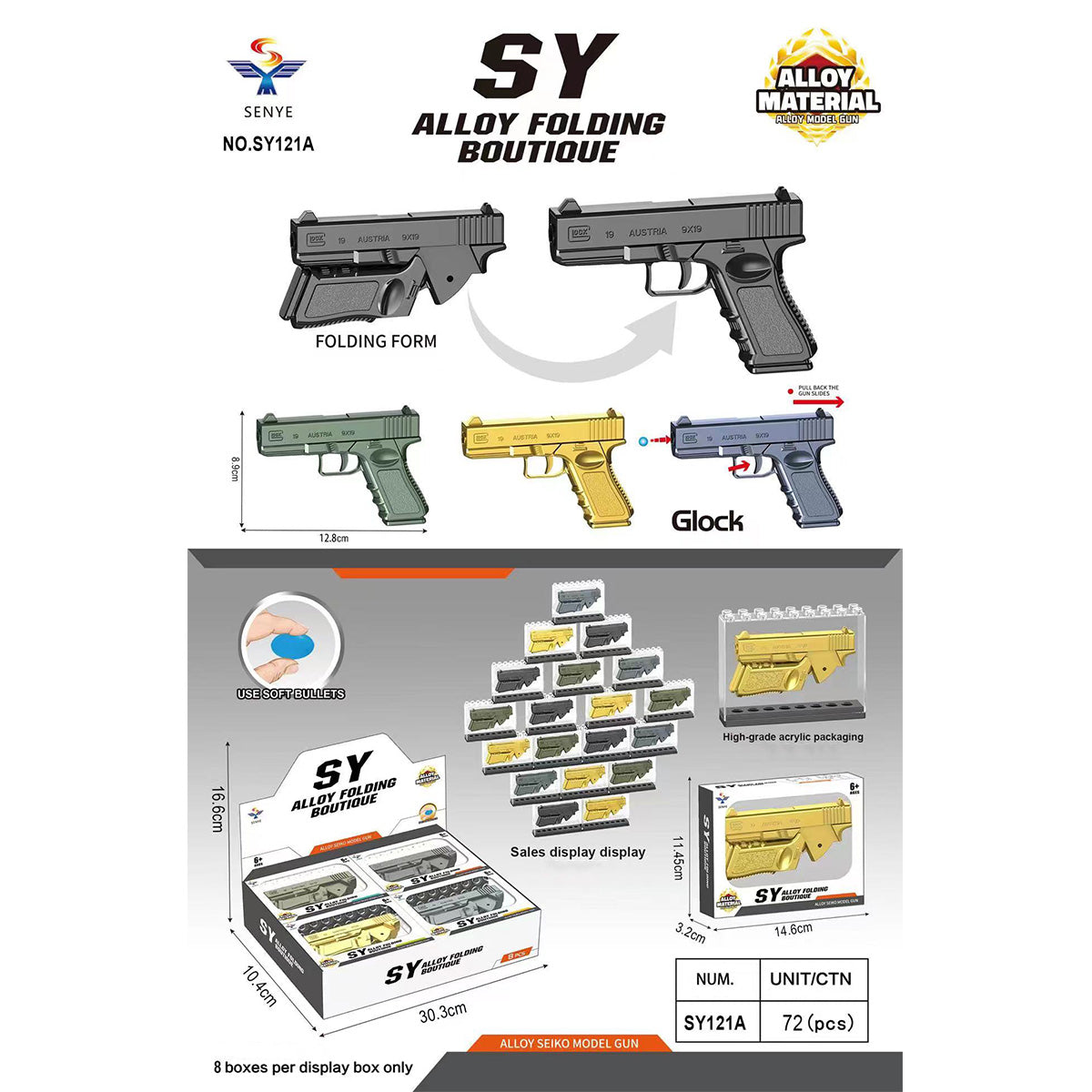 Half Die-Alloy Soft Bullet Gun Model Kit With Rubber Bullet