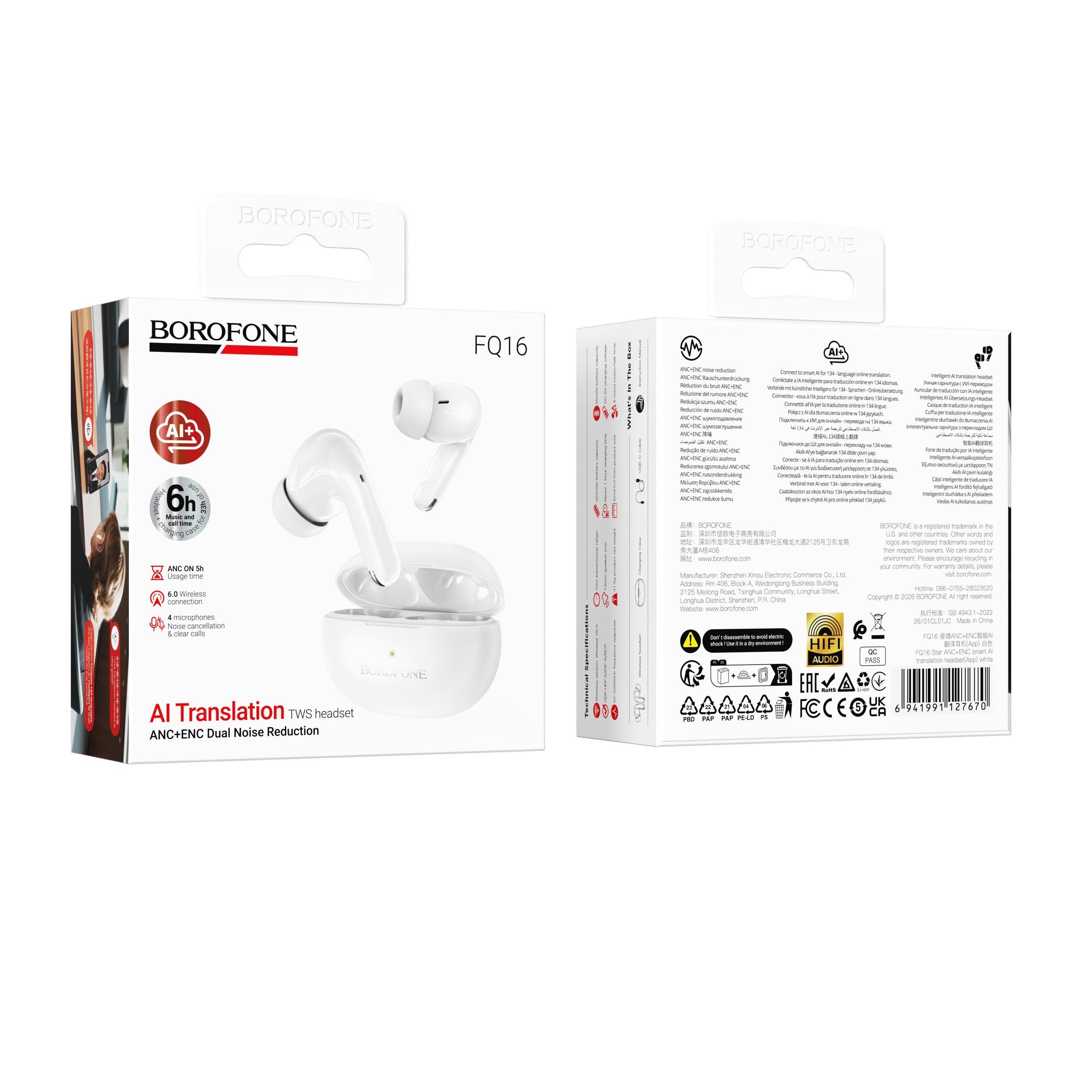 BOROFONE FQ16 Star Anc+Enc Smart Ai Translation Headset