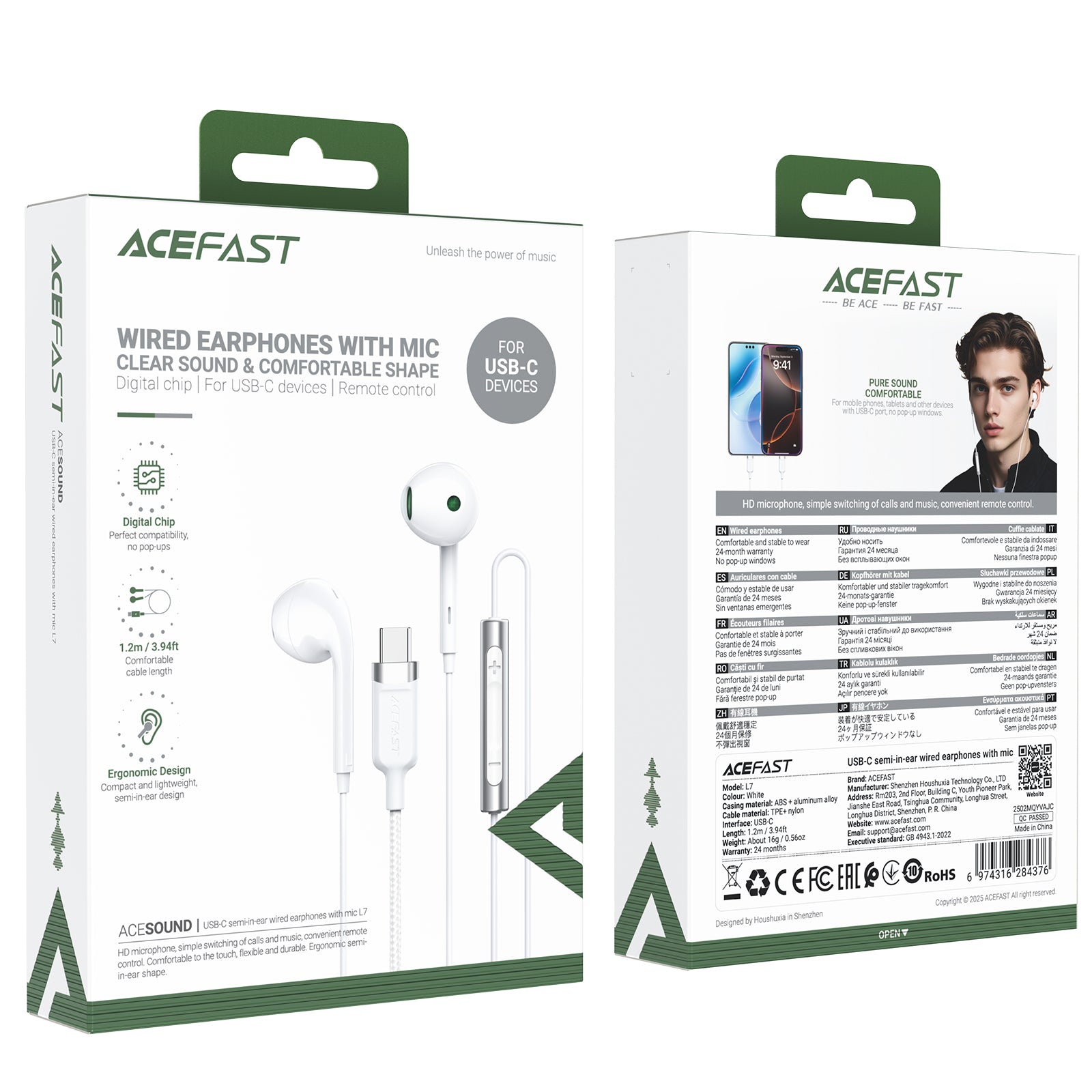 ACEFAST In-ear Wired Earphones with Mic
