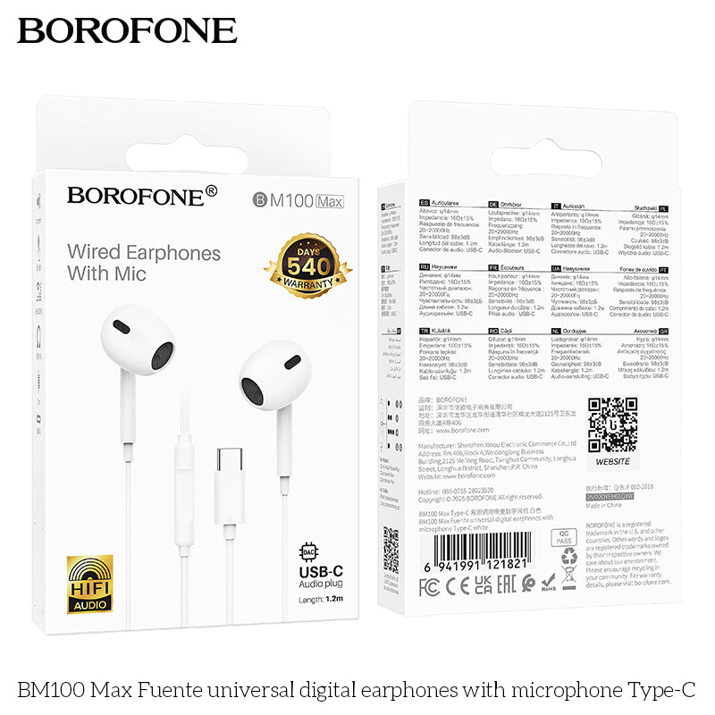 BOROFONE In-ear Wired Earphones with Mic