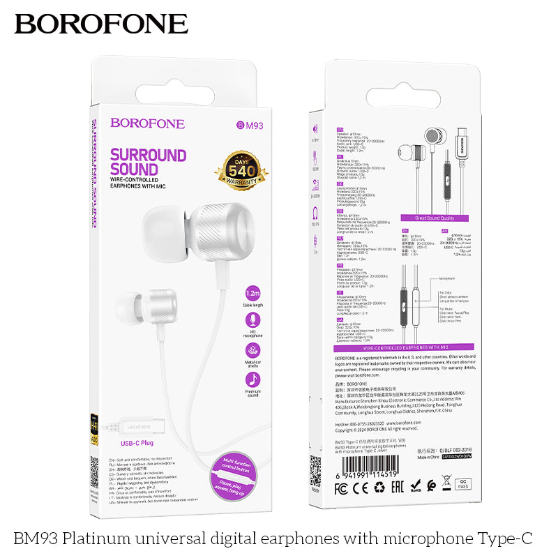 BOROFONE In-ear Wired Earphones with Mic