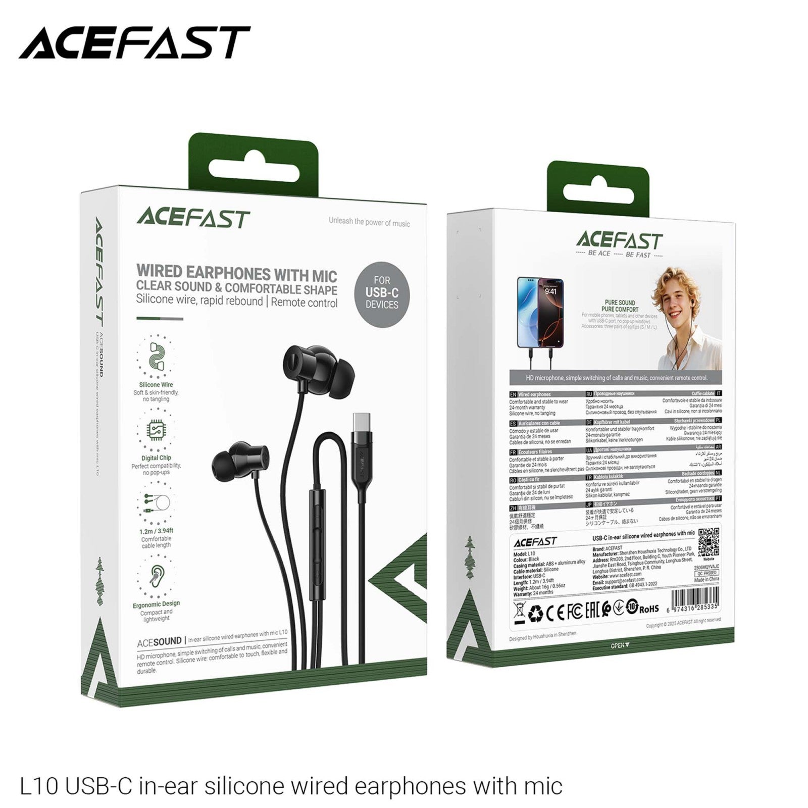 ACEFAST In-ear Wired Earphones with Mic