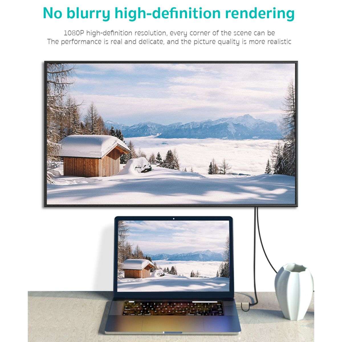 COTEetCi HDMI Cable providing 1080P high-definition rendering, ensuring clear and realistic picture quality on large screens.