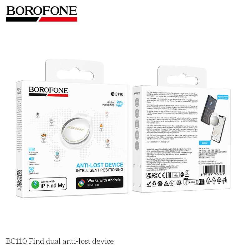 Borofone BC110 Find Dual Anti-Lost Smart Tracker for Keys, Bags & More