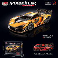 JSJ DIY Wooden building block toy car