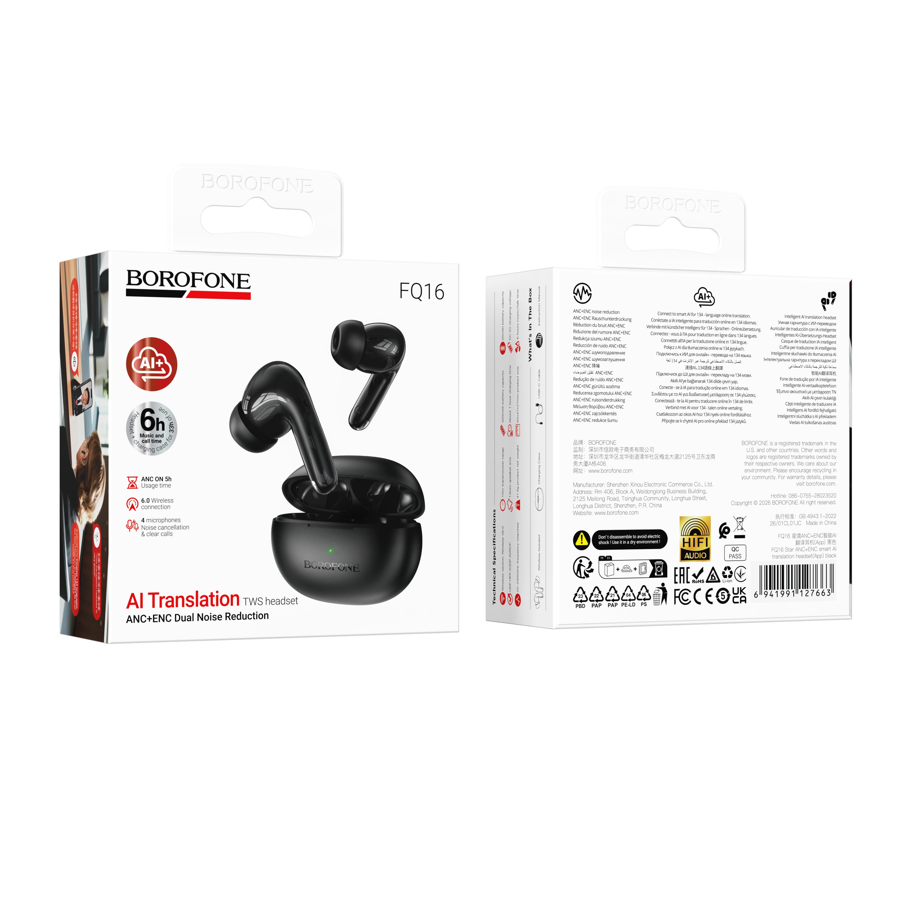 BOROFONE FQ16 Star Anc+Enc Smart Ai Translation Headset