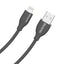 Hugmie Silicone USB-A to Lightning Fast Charging Cable 1.2M in dark grey with durable, tangle-free design for efficient charging and data transfer.
