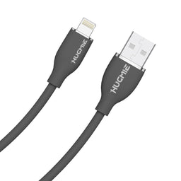Hugmie Silicone USB-A to Lightning Fast Charging Cable 1.2M in dark grey with durable, tangle-free design for efficient charging and data transfer.