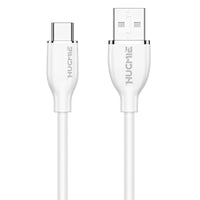 Hugmie? Silicone USB-A to Type-C Fast Charging Cable 1.2M in white, featuring a durable silicone design for efficient charging and data transfer.