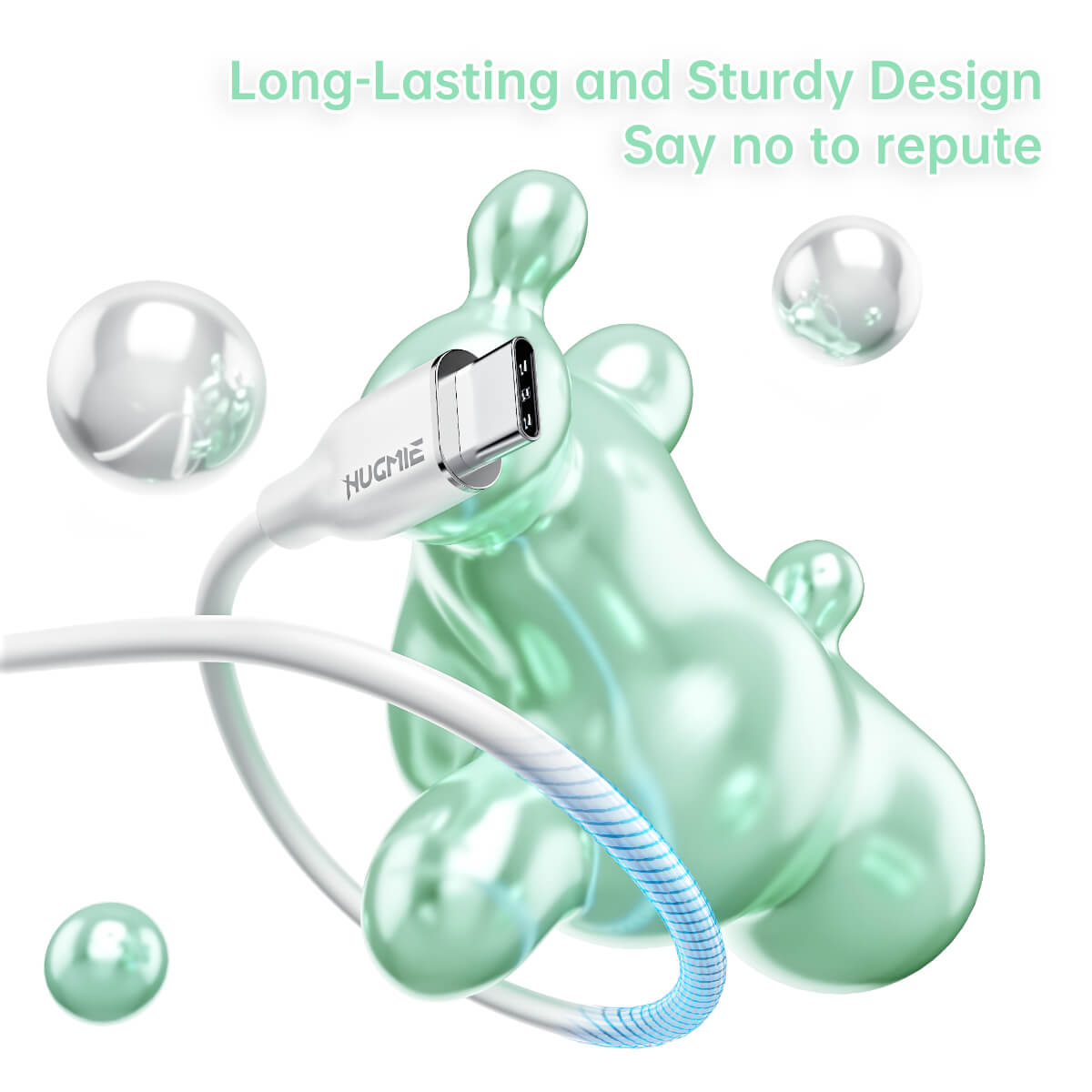 Long-lasting and sturdy Hugmie? Silicone USB-A to Type-C Fast Charging Cable 1.2M with reinforced connectors for enhanced durability and reliability.