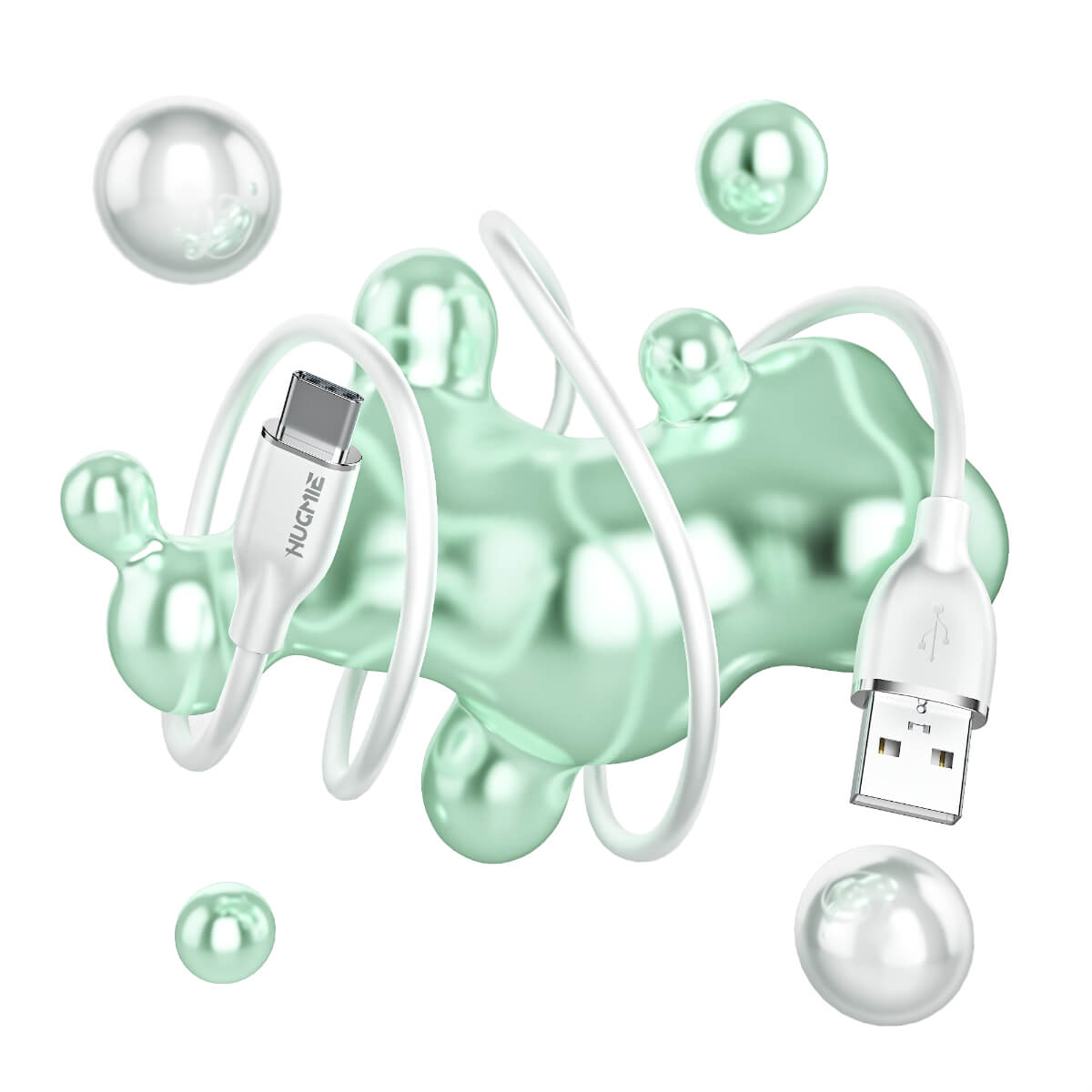 Hugmie? Silicone USB-A to Type-C Fast Charging Cable 1.2M with a flexible and tangle-free design, offering durability and efficient charging.