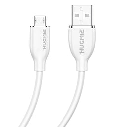 Hugmie? Silicone USB-A to Micro Fast Charging Cable 1.2M in white, featuring a durable and flexible design for efficient charging and data transfer.
