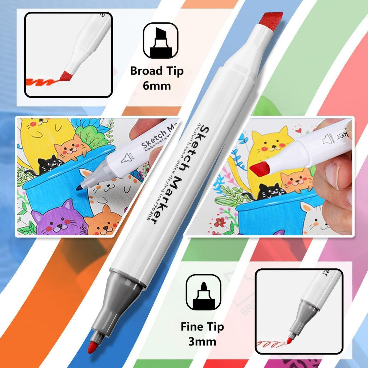 HugmieToys Double Tipped Permanent Marker Pens