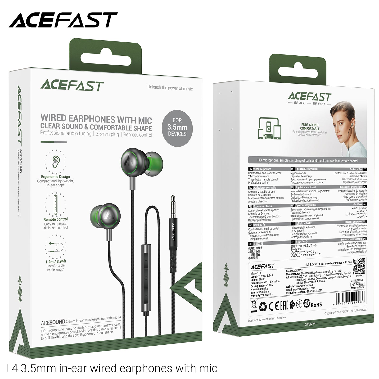 ACEFAST In-ear Wired Earphones with Mic