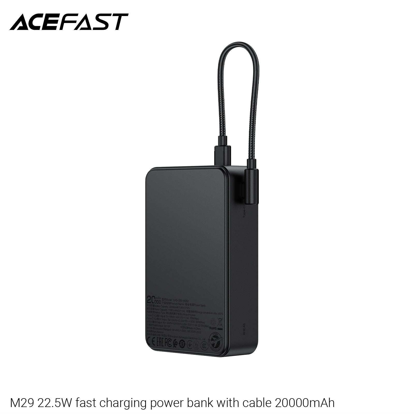 ACEFAST M29 22.5W Fast Charging Power Bank with Cable 20000mAh