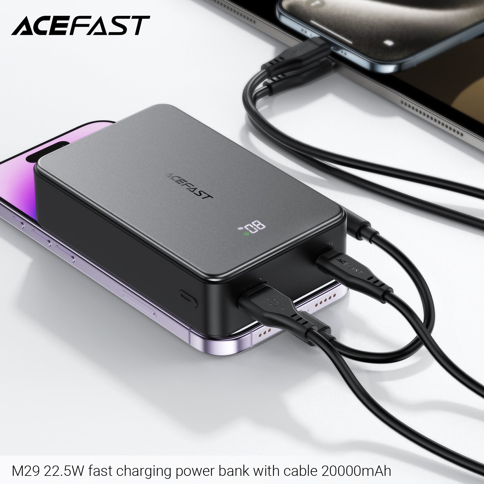 ACEFAST M29 22.5W Fast Charging Power Bank with Cable 20000mAh