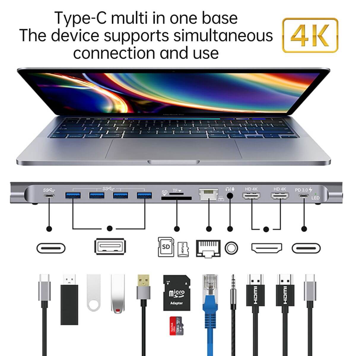 Onten 9199 12 in 1 Type-C Multi-Function Docking Station - Hugmie