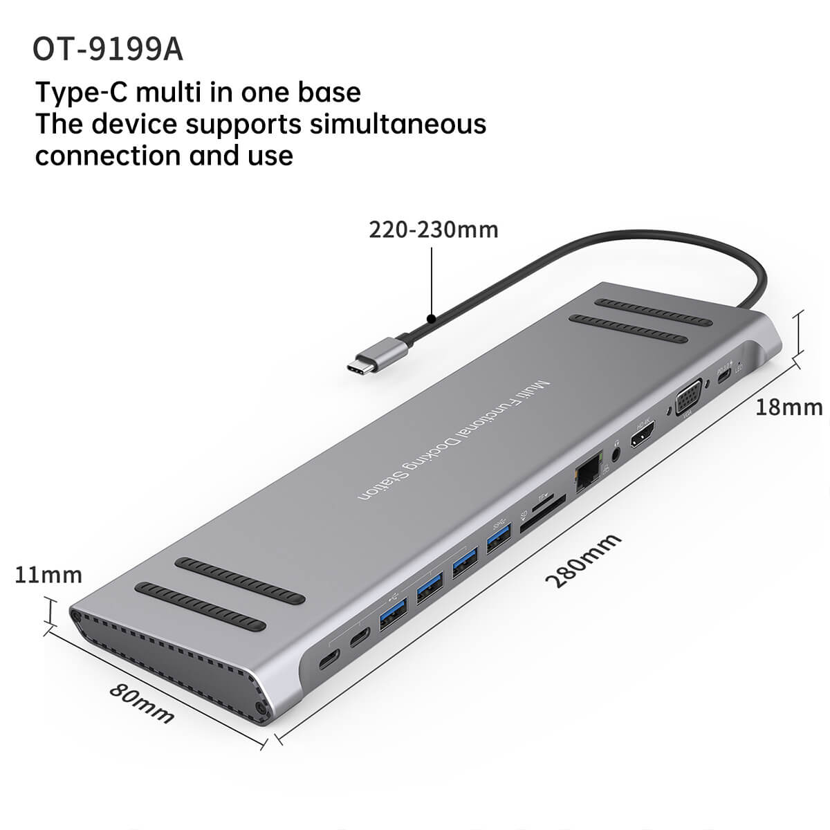 Onten 9199A 14 in 1 Type-C Multi-Function Docking Station - Hugmie