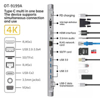 Onten 9199A 14 in 1 Type-C Multi-Function Docking Station - Hugmie