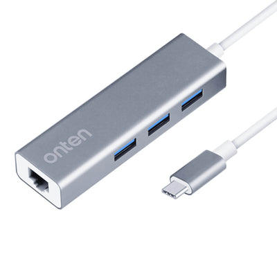 Onten 9593 USB-C to 3-Port Hub with Fast Ethernet Adapter - Hugmie