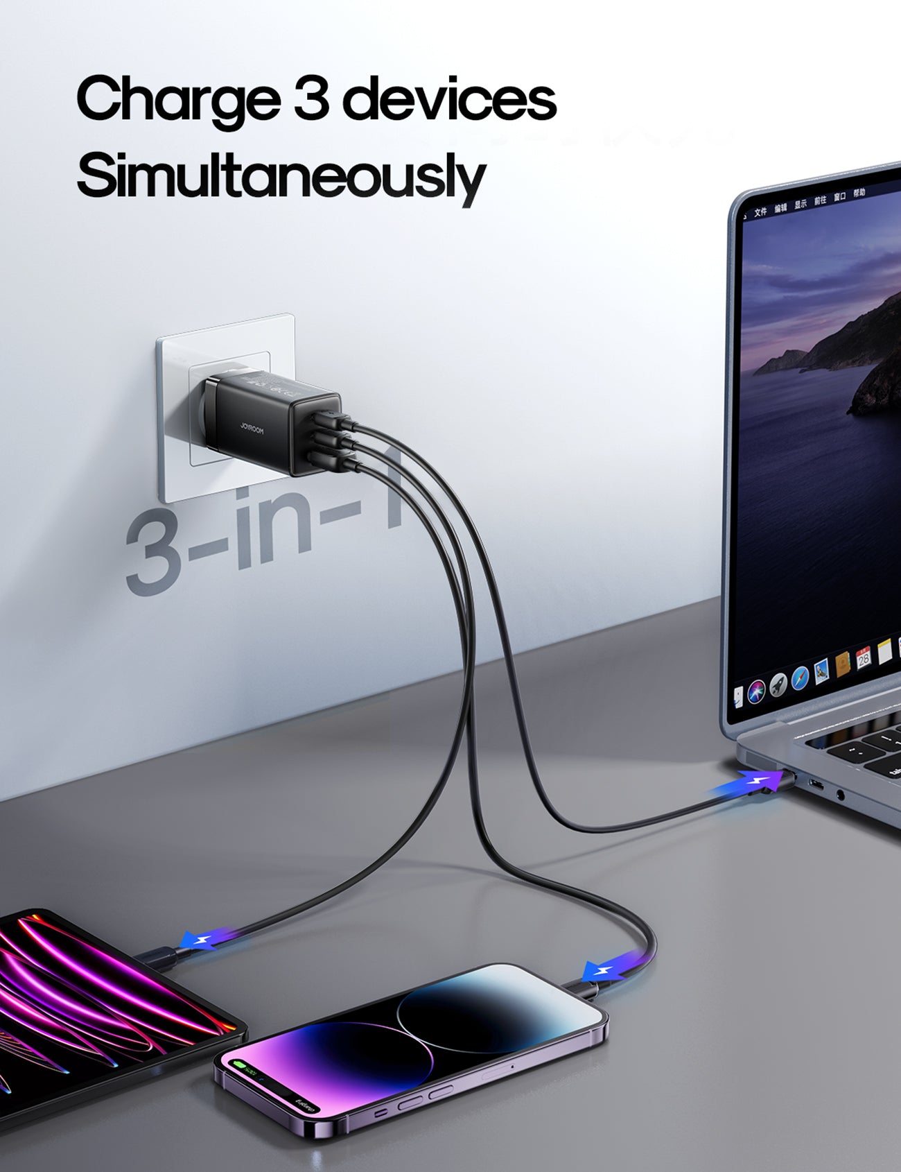 JOYROOM JR-TG10 65W Three-Port GaN Charger Kit