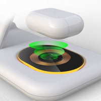 Close-up of the Y36 6 in 1 15W Folding Wireless Charger’s wireless charging pad, showcasing efficient charging for earbuds.